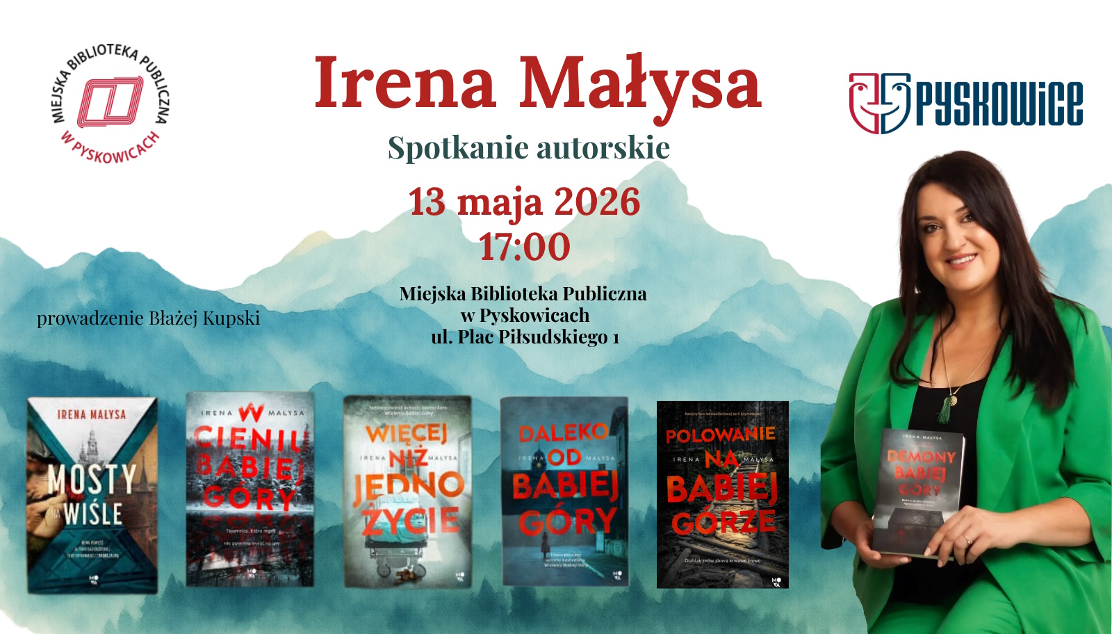 Spotkanie z&nbsp;Ireną Małysą 13 maja 2026 o&nbsp;godzinie 17