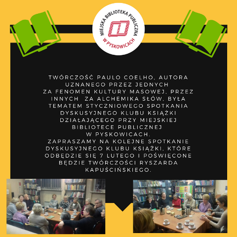 Twórczość Paulo Coelho była tematem spotkania dyskusyjnego klubu książki działającego przy Miejskiej Bibliotece Publicznej w Pyskowicach